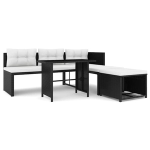 Diverse Hardware, 4-tlg. Garten-Lounge-Set Poly Rattan Schwarz