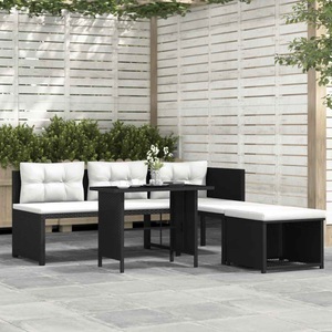 Diverse Hardware, 4-tlg. Garten-Lounge-Set Poly Rattan Schwarz