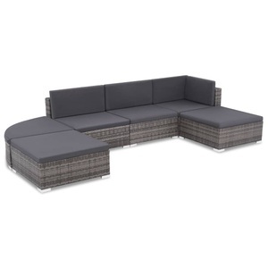 vidaXL, vidaXL 6-tlg. Garten-Lounge-Set mit Kissen Poly Rattan Grau