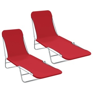 Klappliegen 2 Stk. Stahl und Stoff Rot