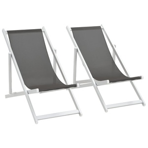 Diverse Hardware, Klappbarer Strandstuhl 2 Stk. Aluminium und Textilene Grau, 