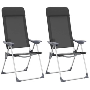 vidaXL, vidaXL Klappbare Campingstühle 2 Stk. Aluminium Schwarz, vidaXL Klappbare Campingstühle 2 Stk. Aluminium Schwarz