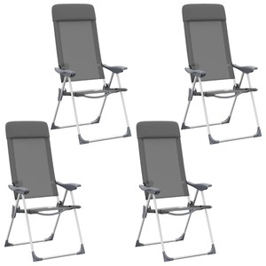 vidaXL, vidaXL Klappbare Campingstühle 4 Stk. Grau Aluminium, vidaXL Klappbare Campingstühle 4 Stk. Grau Aluminium