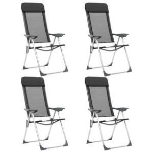 vidaXL, vidaXL Klappbare Campingstühle 4 Stk. Aluminium Schwarz, vidaXL Klappbare Campingstühle 4 Stk. Aluminium Schwarz