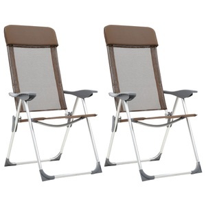 vidaXL, vidaXL Klappbare Campingstühle 2 Stk. Aluminium Braun, vidaXL Klappbare Campingstühle 2 Stk. Aluminium Braun