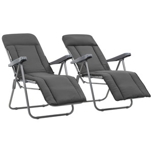 vidaXL, vidaXL Klappbare Gartenstühle mit Polstern 2 Stk. Grau, 