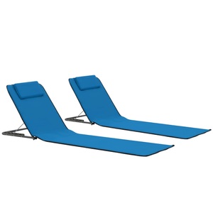 Diverse Hardware, Klappbare Strandmatte 2 Stk. Stahl und Stoff Blau