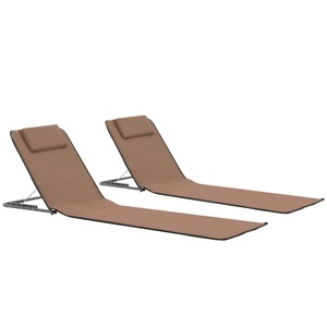 Diverse Hardware, Klappbare Strandmatte 2 Stk. Stahl und Stoff Braun, vidaXL Klappbare Strandmatte 2 Stk. Stahl und Stoff Braun