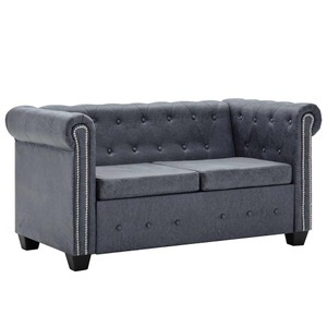 Diverse Hardware, Chesterfield-Sofa 2-Sitzer Wildleder-Optik Grau, vidaXL Chesterfield-Sofa 2-Sitzer Kunstwildleder Grau