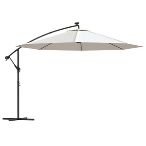 Diverse Hardware, Ampelschirm mit LED-Leuchten und Metall-Mast 350 cm Sandfarben
