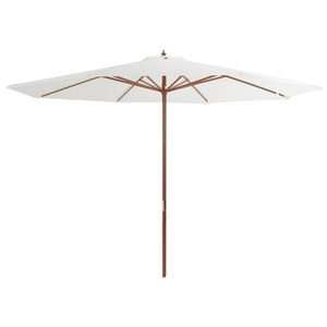 Diverse Hardware, Sonnenschirm mit Holzmast 350 cm Sandweiss