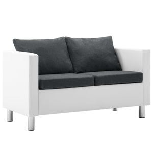 Diverse Hardware, 2-Sitzer-Sofa Kunstleder Weiss und Dunkelgrau, 