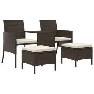 Diverse Hardware, 2-Sitzer-Gartensofa mit Tisch & Hocker Poly Rattan Braun, vidaXL 2-Sitzer-Gartensofa mit Tisch & Hocker Poly Rattan Braun