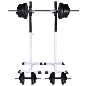 vidaXL, vidaXL Kniebeugen-/Langhantelständer mit Hantel-Set 60,5 kg, vidaXL Kniebeugen-/Langhantelständer mit Hantel-Set 60,5 kg
