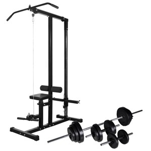 Diverse Hardware, Kraftturm mit Langhantel und Kurzhantel-Set 30,5 kg, vidaXL Fitnessstation mit Langhantel und Kurzhantel Set 30,5 kg