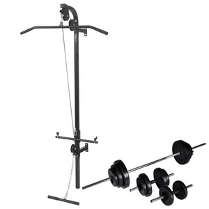 Diverse Hardware, Kraftturm zur Wandmontage mit Lang- und Kurzhantel-Set 30,5 kg