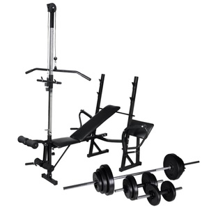 Diverse Hardware, Hantelbank mit Ablage, Langhantel und Kurzhantel-Set 30,5 kg, vidaXL Hantelbank mit Ablage, Langhantel und Kurzhantel Set 30,5 kg