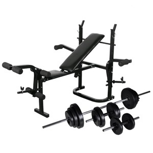 Diverse Hardware, Hantelbank mit Ablage, Langhantel und Kurzhantel-Set 30,5 kg, vidaXL Trainingsbank mit Ablage, Langhantel und Kurzhantel Set 30,5 kg