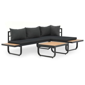 Diverse Hardware, 2-tlg. Garten-Ecksofa-Set mit Auflagen Aluminium WPC