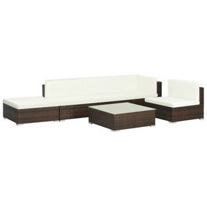 Diverse Hardware, 6-tlg. Garten-Lounge-Set mit Auflagen Poly Rattan Braun, vidaXL 6-tlg. Garten-Lounge-Set mit Auflagen Poly Rattan Braun