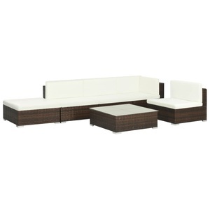 Diverse Hardware, 6-tlg. Garten-Lounge-Set mit Auflagen Poly Rattan Braun, vidaXL 6-tlg. Garten-Lounge-Set mit Auflagen Poly Rattan Braun