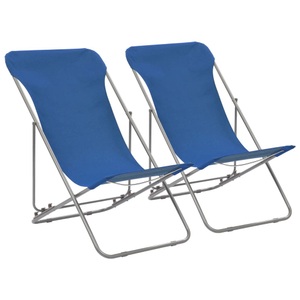 vidaXL, vidaXL Klappbare Strandstühle 2 Stk. Stahl und Oxford-Gewebe Blau, vidaXL Klappbare Strandstühle 2 Stk. Stahl und Oxford-Gewebe Blau