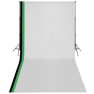 vidaXL, vidaXL Fotostudio Set 3 Baumwolle-Hintergründe Rahmen verstellbar 3x6m, vidaXL Fotostudio Set 3 Baumwolle-Hintergründe Rahmen verstellbar 3x6m