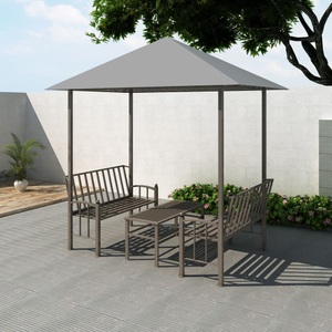 vidaXL, vidaXL Gartenpavillon mit Tisch und Bänken 2,5x1,5x2,4 m Anthrazit