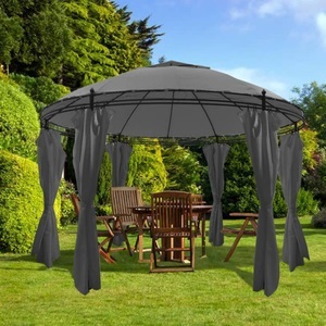 vidaXL, vidaXL Gartenpavillion mit Vorhängen Rund 3,5x2,7 m Anthrazit