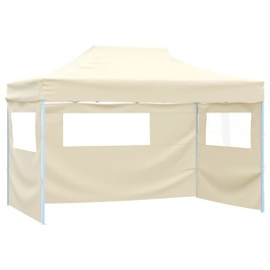 vidaXL, vidaXL Faltzelt mit 3 Wänden 3 x 4,5 m Creme, vidaXL Faltzelt mit 3 Seitenteilen 3x4,5 m Creme