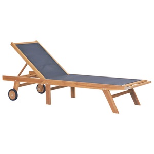 Diverse Hardware, Sonnenliege Klappbar mit Rollen Teak Massivholz und Textilene, vidaXL Sonnenliege Klappbar mit Rädern Teak Massivholz und Textilene