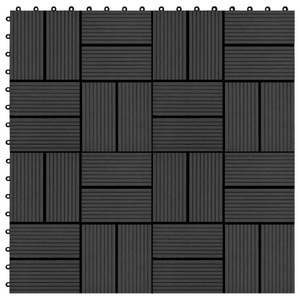 vidaXL, vidaXL Terrassenfliesen 11 Stück WPC 30 x 30 cm 1 qm Schwarz, vidaXL Terrassenfliesen 11 Stück WPC 30 x 30 cm 1 qm Schwarz