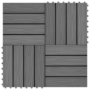 vidaXL, vidaXL 11 Stk. Terrassenfliesen geprägtes WPC 30x30cm 1qm Grau, vidaXL Terrassenfliesen 11 Stk. Tief Geprägt WPC 30x30cm 1 qm Grau