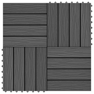 vidaXL, vidaXL 11 Stk. Terrassenfliesen geprägtes WPC 30x30cm 1qm Schwarz, 