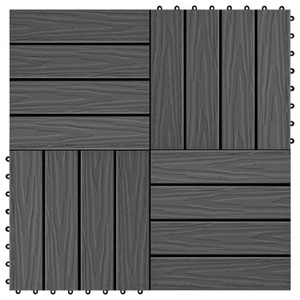 vidaXL, vidaXL 11 Stk. Terrassenfliesen geprägtes WPC 30x30cm 1qm Schwarz, 