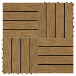 vidaXL, vidaXL 11 Stk. Terrassenfliesen geprägtes WPC 30x30cm 1qm Teak Farbe, vidaXL Terrassenfliesen 11Stk. Tief Geprägt WPC 30x30cm 1 qm Teakfarbe