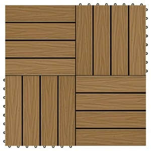 vidaXL, vidaXL 11 Stk. Terrassenfliesen geprägtes WPC 30x30cm 1qm Teak Farbe, vidaXL Terrassenfliesen 11Stk. Tief Geprägt WPC 30x30cm 1 qm Teakfarbe