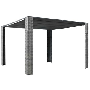 vidaXL, vidaXL Pavillon mit Dach Poly Rattan 300x300x200 cm Grau und Anthrazit