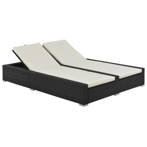 Diverse Hardware, Doppel-Sonnenliege Poly Rattan Schwarz, vidaXL Doppel-Sonnenliege Poly Rattan Schwarz