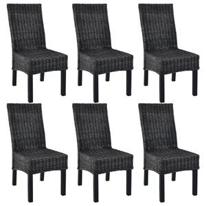 vidaXL, vidaXL Esszimmerstühle 6 Stk. Schwarz Kubu Rattan und Mangoholz, 