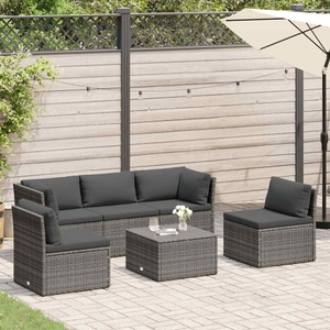 Diverse Hardware, 4-tlg. Garten-Lounge-Set mit Polstern Poly Rattan Grau