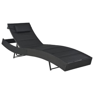 Diverse Hardware, Sonnenliege Poly Rattan und Textilene Schwarz