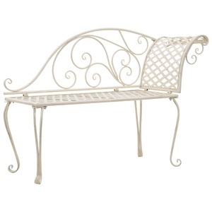 Diverse Hardware, Garten-Chaiselongue 128 cm Metall Antik Weiss