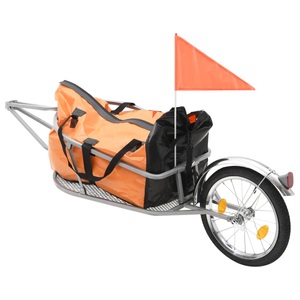 vidaXL, vidaXL Gepäck-Fahrradanhänger mit Tasche Orange und Schwarz, vidaXL Gepäck-Fahrradanhänger mit Tasche Orange und Schwarz