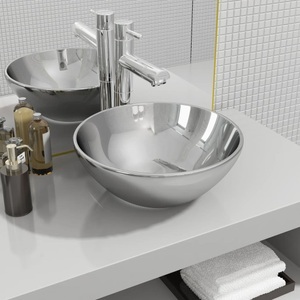 Diverse Hardware, Waschbecken 32,5 x 14 cm Keramik Silbern, vidaXL Waschbecken 32,5 x 14 cm Keramik Silbern