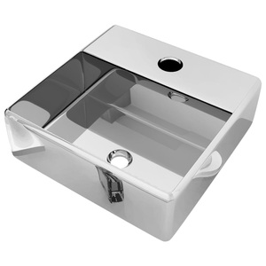 Diverse Hardware, Waschbecken mit Wasserhahnloch 38x30x11,5cm Keramik Silbern, vidaXL Waschbecken mit Wasserhahnloch 38x30x11,5cm Keramik Silbern