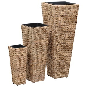 vidaXL, vidaXL Garten-Hochbeete 3-tlg. Wasserhyazinthe Braun, vidaXL Blumenkübel 3 Stk. Wasserhyazinthe Braun