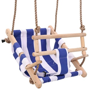 Diverse Hardware, Babyschaukel mit Sicherheitsgurt Baumwolle Holz Blau, vidaXL Babyschaukel mit Sicherheitsgurt Baumwolle Holz Blau
