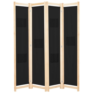 Diverse Hardware, 4-teiliger Raumteiler Schwarz 160 x 170 x 4 cm Stoff, vidaXL 4-teiliger Raumteiler Schwarz 160 x 170 x 4 cm Stoff