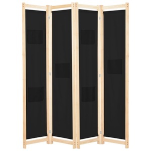 Diverse Hardware, 4-teiliger Raumteiler Schwarz 160 x 170 x 4 cm Stoff, vidaXL 4-teiliger Raumteiler Schwarz 160 x 170 x 4 cm Stoff